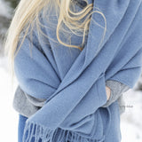 【最終在庫処分価格】UNI pocet shawl rainy-blue ウニ ポケットショール レイニーブルー