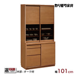 カリモク 引き戸 食器棚 ET3910 幅101cm 耐震対策 オーク材 木製 カップボード シンプル 国産 karimoku