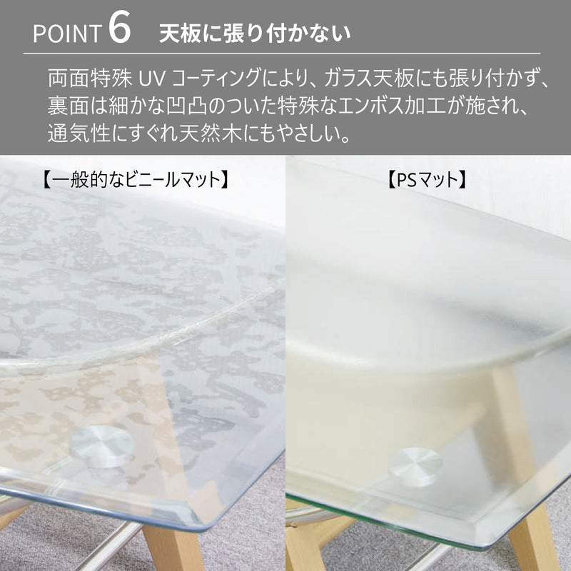 PSマット 2ｍｍ厚 【変形】 奥行100cm X 幅100～300cm 以内 テーブルマット 天板保護マット 透明 国産 ウオチ産業