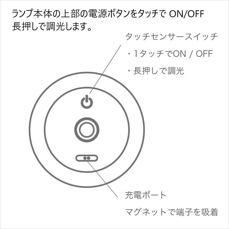 マグネッコ ポータブルランプ Magnecco portable lamp LA4507 LED テーブルライト 読書灯 調光 充電式 DICLASSE ディクラッセ